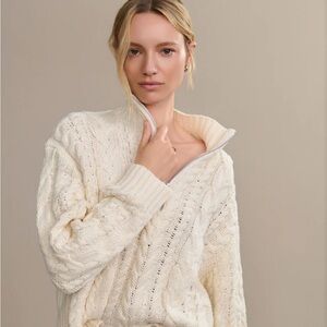 Jenni Kayne Cotton Cable Half Zip - Ivory - Size XS - NWT